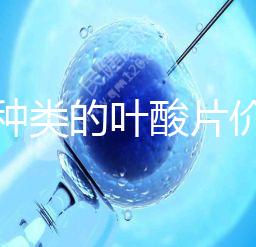 不同種類的葉酸片價格差距大，盒裝瓶裝均不同